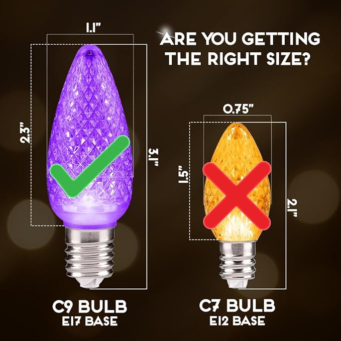 HLO Lighting Set of 500 C9 LED Christmas Lights | Multi-Colored (R, G, B, Y, P) C9 LED Light | Faceted Bulbs for Indoor & Outdoor Use | Christmas Outdoor Décoration - Bloomnest