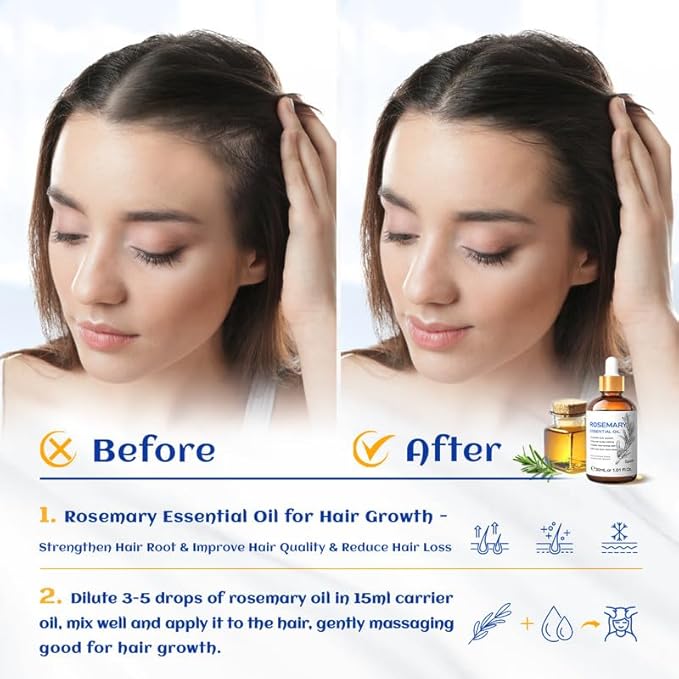 HIQILI Rosemary Essential Oil, Add to Shampoo & Conditioner, 100% Pure & Natural - 1 FI Oz - Bloomnest