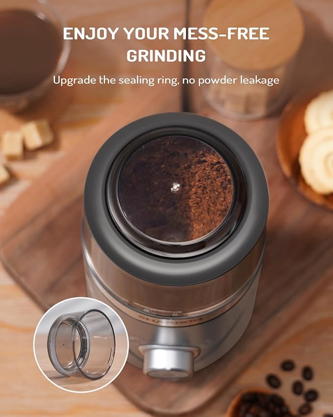 SHARDOR Electric Super Silent Blade Coffee Grinder, Timed Grind Control Rotary Knob, Adjustable Coarse to Fine for Coffee Beans, Spices & Herbs, with 1 Removable Stainless Steel Bowl,Light Gray - Bloomnest