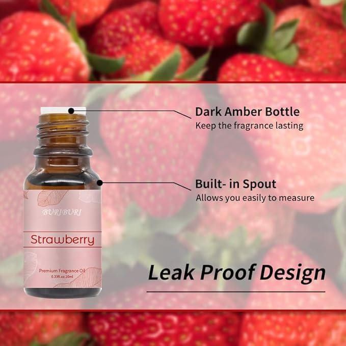 BURIBURI Strawberry Fragrance Oil, Premium Grade Strawberry Scented Oil 10ml Essential Oil for Diffusers, Candle Making - Bloomnest