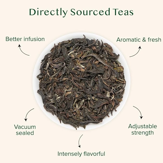 VAHDAM, First Flush Darjeeling Tea - 170+ Cups (340g/12oz) Loose Leaf Black Tea - Flowery, Aromatic & Delicious | Mellow & Fragrant | Vacuum Sealed Pack - Bloomnest