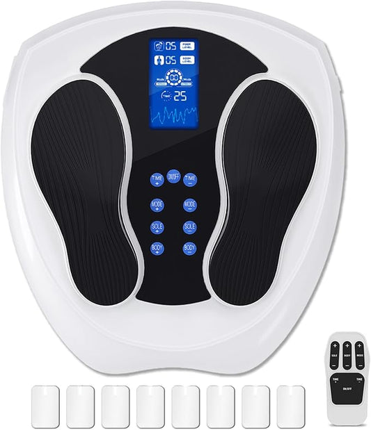 Foot Stimulator for Neuropathy Pro, EMS Foot Massager for Neuropathy with 8 TENS Pad, Feet Nerve Muscle Massager for Pain Relief, Blood Circulation, Plantar Fasciitis, 99 Intensities - Bloomnest
