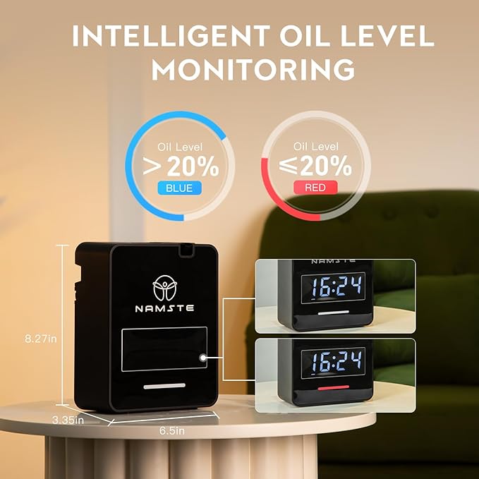 Waterless Diffuser - Smart Oil Level Monitoring,HVAC System, Essential Oil Diffuser Large Room,3000 Sq Ft Coverage,Bluetooth Control,Hotel Collection Diffuser,Cold Air Tech for Home,Office - Bloomnest
