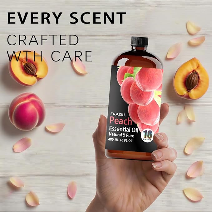 Peach Essential Oil, Peach Oil 16 Fl Oz 480 ML for Diffuser Humidifier Yoga Cleaning DIY Candle Soap Making Perfume Gift for Women Essential Oils - Bloomnest