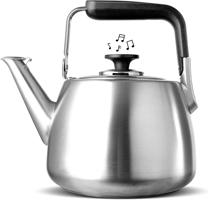 Tea Kettle, Whistling Stovetop Tea Kettle, Large Capacity Teapot Suits for All Heat Source, Professional Fast Heat Technique Teapot with Thick Body and Bottom, Durable and Sturdy Tea Pot - Bloomnest