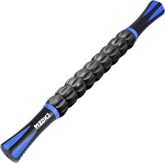 Muscle Roller Massage Roller Stick- Deep Tissue Fascia Blaster for Myofascial Pain Relief, Lymphatic Drainage & Body Sculpting, Handheld Physical Therapy & Recovery Tool (Blue black-18 inch) - Bloomnest