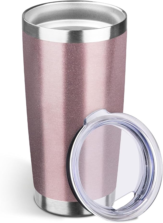 StarSpeed 20oz Tumbler Bulk with Lid, Stainless Steel Insulated Tumblers Double Wall Vacuum Insulated Travel Mug, Powder Coated Coffee Cups for Hot and Cold Drinks(Rose Gold,1) - Bloomnest