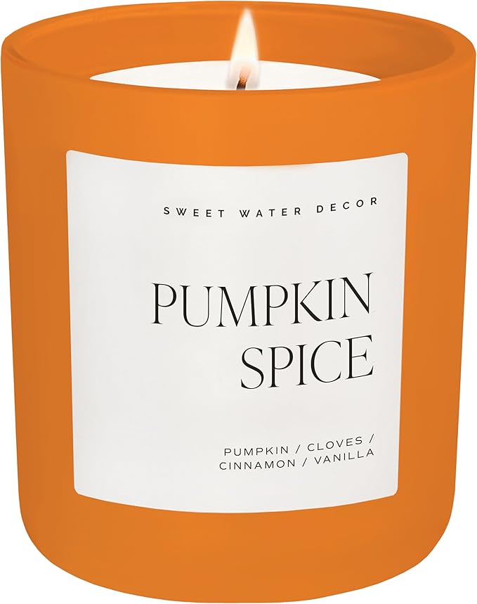 Sweet Water Decor Pumpkin Spice Candle - Fall Candles with Pumpkin, Clover, Cinnamon & Vanilla Scent for Home - Pumpkin Candle with 70 Hours Burn Time - 15Oz Orange Jar Pumpkin Spice Soy Candles - Bloomnest