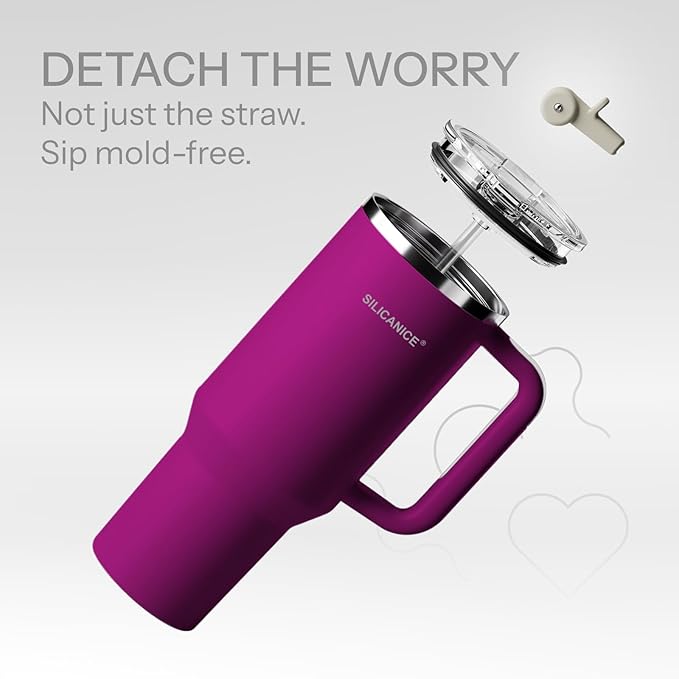 Easy Clean Pro Tumbler - 40 oz Water Bottle with Handle & Quick-Disassemble Flip Straw, Leak Resitance,Double Wall Insulated Stainless Steel, Dishwasher Safe, BPA-Free,Gifts for Women & Men - Bloomnest