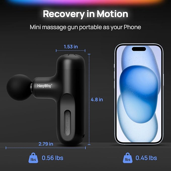 Mini Massage Gun Deep Tissue, Handheld Portable Mini Travel Size Percussion Deep Tissue Massager with 4 Attachments & 5 Speeds,Ideal Gift for Men & Women, Black - Bloomnest