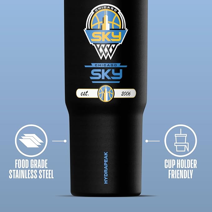 Hydrapeak x WNBA Officially Licensed Chicago Sky 32 oz Nomad Tumbler with Handle and Straw Lid, Leakproof Stainless Steel Water Bottle - Bloomnest