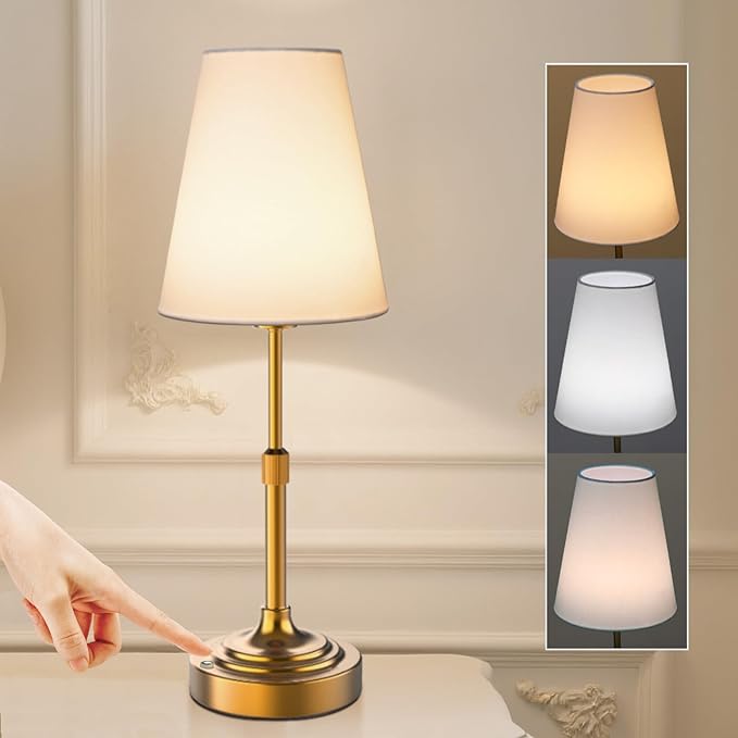 Portable Cordless Table Lamp, Built in Rechargeable Battery, 2700-6000k Color Temperature, Fully Dimmable, Scalable, Ambient Light for Patio, Restaurant, Bar, Bedroom, Dining (Gold) - Bloomnest