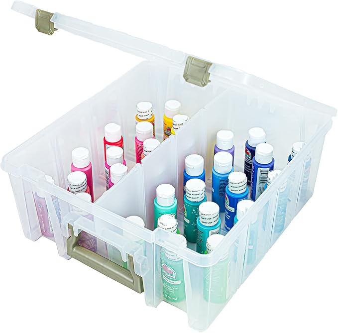 ArtBin 6990AB Super Satchel Double Deep Compartment Box - Art Storage with 8 Removable Compartments, Smart Closure for Craft Supplies (Gold- Pack of 1) - Bloomnest