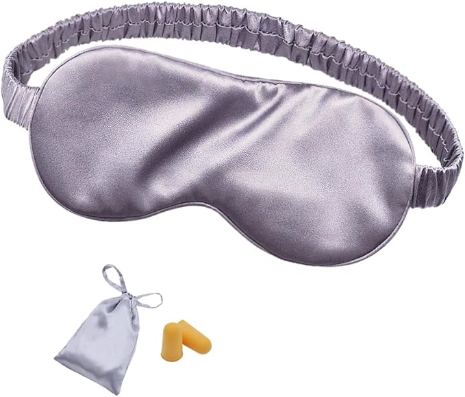 Silk Sleep Mask Eye Mask Blindfold with Double Layer Silk Filling and Elastic Strap for Full Night's Sleep, Travel and Nap, Soft Eye Cover Eyeshade with Luxury Bag and Ear Plugs by OLESILK (Charcoal) - Bloomnest