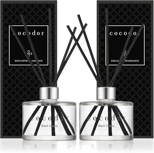 COCODOR Signature Reed Diffuser Set/Black Cherry / 6.7oz /2 Pack/Home Fragrance Diffuser, Oil Scent Diffuser for Bathroom Shelf Decor - Bloomnest