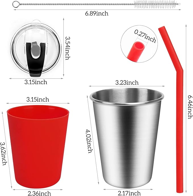 5Pack Kids Cups with Straws and Lids Spill Proof, 12oz Toddler Straw Cups with Colorful Silicone Sleeves, Unbreakable Stainless Steel Water Tumblers for Cold & Hot Drinks - Bloomnest