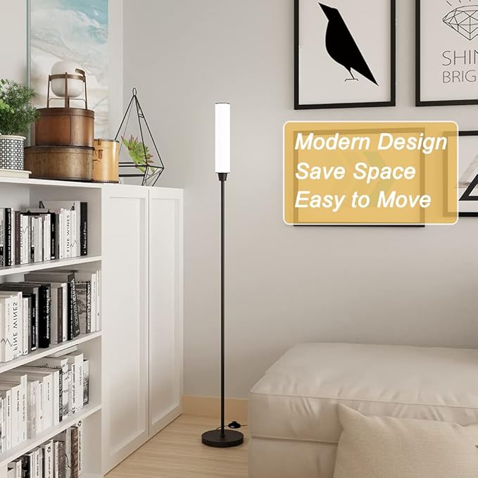 Floor Lamp with Remote Control,Bright Floor Lamps for Living Room/Bedroom/Office, Stepless Adjustable 3000K-6000K Colors and 10-100% Brightness,Standing Light with Foot Switch (Black) - Bloomnest