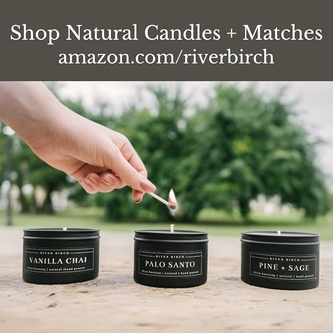 River Birch Candles Pine + Sage Scented Candle | Premium, All-Natural, Non-Toxic, Soy Candles | 8 oz. Black Matte Tin Travel Candle | Cozy Relaxing Gifts for Home - Bloomnest