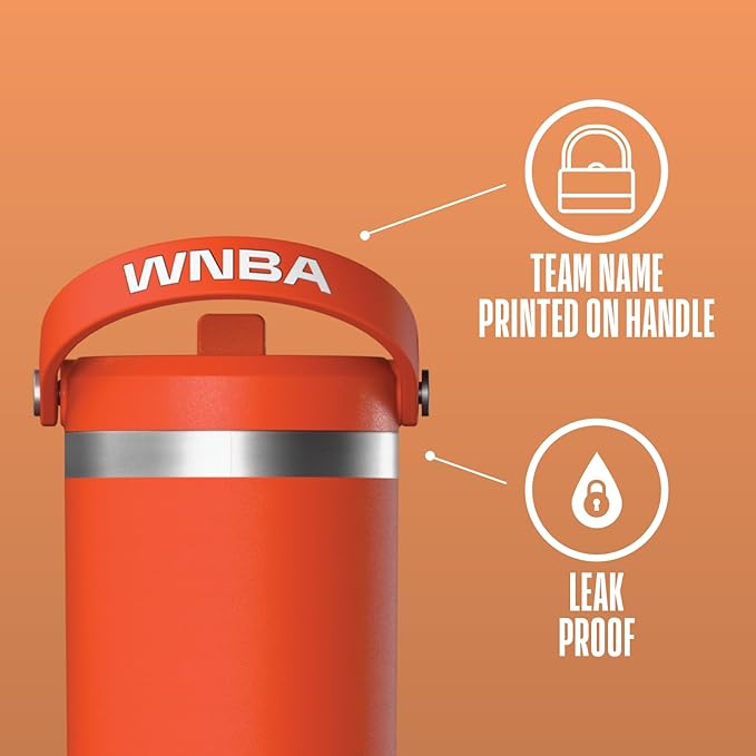 Hydrapeak x WNBA Officially Licensed WNBA 32 oz Nomad Tumbler with Handle and Straw Lid, Leakproof Stainless Steel Water Bottle - Bloomnest
