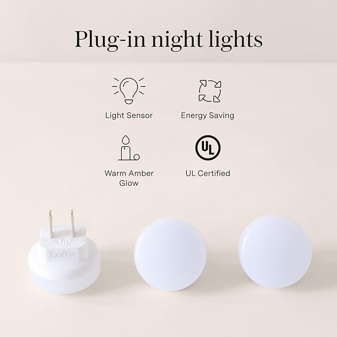 Loftie Night Lights Plug into Wall - 0.5W Plug in Night Light - Warm Amber Glow, Wall Light Sensing Dusk to Dawn - 2000K, UL Certified - Nightlight for Bathroom, Hallway, Bedroom Decor, Kitchen,3-Pack - Bloomnest
