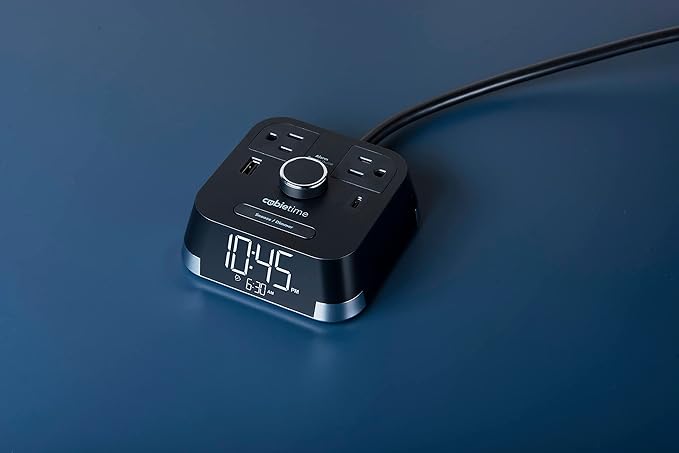 The Original Brandstand CubieTime | User Friendly & Convenient Alarm Clock Charger | 1 USB-A & 1 USB-C Port | 2 Tamper Resistant Outlets | As Seen in Top Hotel Brands