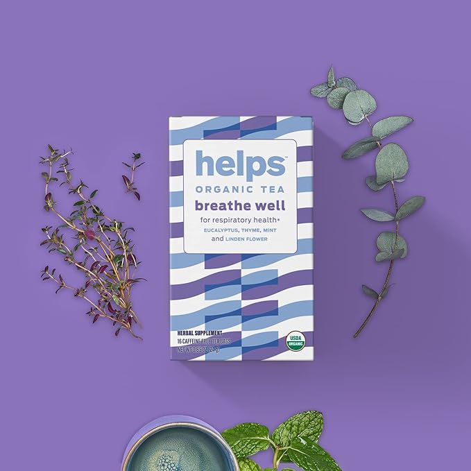 HELPS TEAS | Helps Breathe Well Tea | Organic herbal blend of Eucalyptus, Thyme, Tila and Mint that clear your sinuses and strengthening your inmune system | 16 Tea Bags - Pack of 3 | - Bloomnest