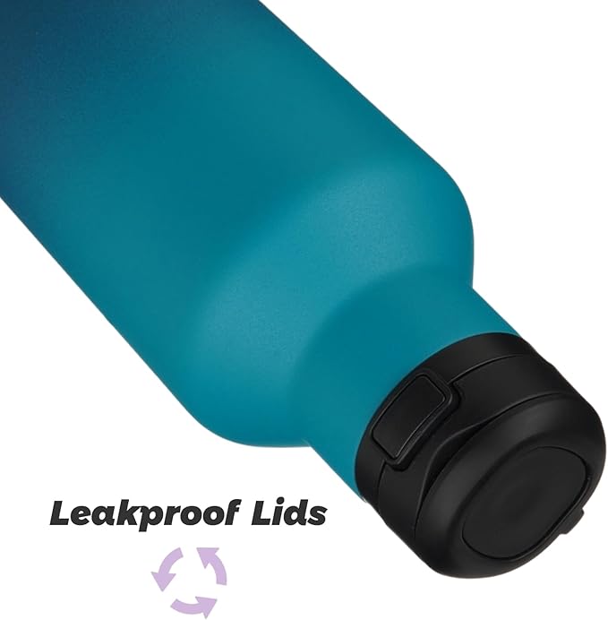Insulated Water Bottle with Straw,25 OZ Double Wall Vacuum Stainless Steel Water Flask with 2 Lids,Indigo Black - Bloomnest
