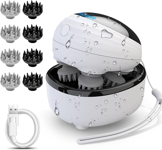 arboleaf Scalp Massager Electric, Portable Head Massager Scalp Stress Relax, Waterproof Rechargeable 6 in 1 Hair Massage, Ideal for Relaxation and Wellness, Gifts for Her and Him arboleaf