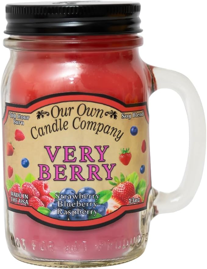 Our Own Candle Company, Very Berry Scented Mason Jar Candle, 100 Hour Burn Time, 13 Ounces - Bloomnest