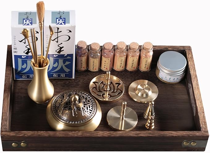 Chinese Incense Burner Kit, Powder Incense Burner,Incense Mold Tool Kit Pure Copper, Home Fragrance Accessory with Incense Mold Tools, Brass Incense Burner for Yoga Meditation - Bloomnest