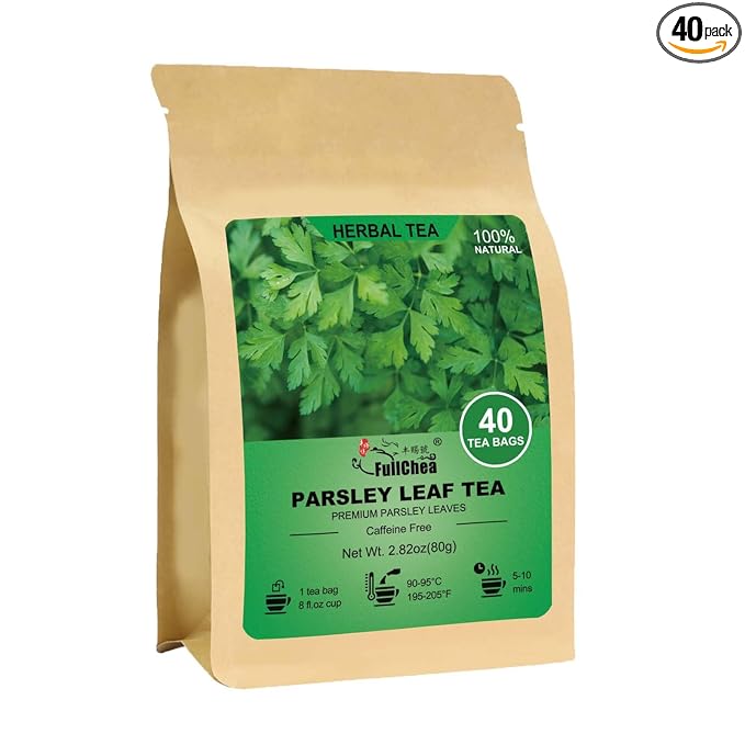 FullChea - Parsley Tea Bags, 40 Teabags, 2g/bag - Premium Parsley Leaves - Non-GMO - Caffeine-free - Aid Digestion & Boost Immunity - Bloomnest
