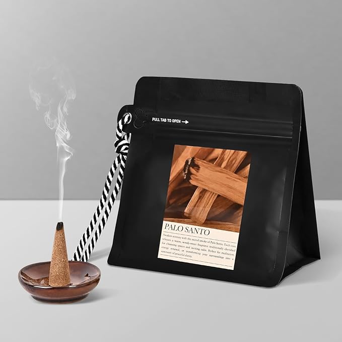 Palo Santo Incense Cones 30 Pcs with Holder - Natural Scent for Meditation & Space Cleansing Mosfantal