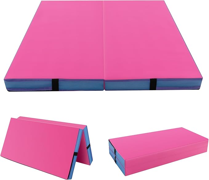 Giantex 4' x 4' Folding Gymnastics Mat with Carry Handles, Bio-Folding Tumbling Mat for Kids & Cheerleading - Bloomnest