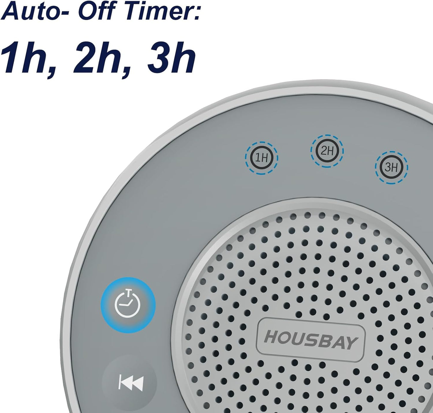 Housbay Glows White Noise Sound Machine, 31 Soothing Sounds, 5W Loud Stereo Sound, Sleep Timer, Small Travel Sleep Machine & Noise Canceling for Sleeping, Relaxation-Gray