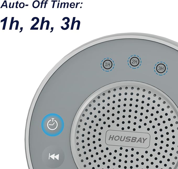 Housbay Glows White Noise Sound Machine, 31 Soothing Sounds, 5W Loud Stereo Sound, Sleep Timer, Small Travel Sleep Machine & Noise Canceling for Sleeping, Relaxation-Gray - Bloomnest