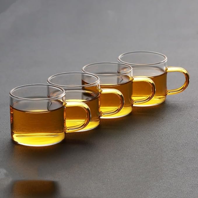 Mozeo Glass Semi-automatic Tea Set Wooden Glass Tea Set Water Diversion Rotating Cover Bowl Lazy Tea Maker Teapot Kungfu Fu teacup (6pcs Tea Cups)