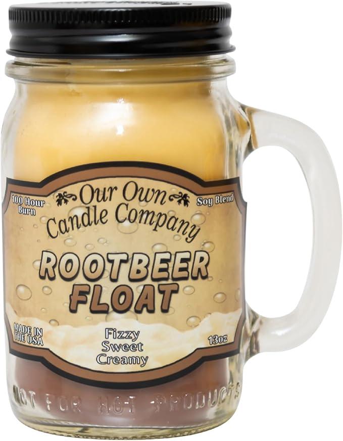 Our Own Candle Company Root Beer Float Scented Mason Jar Candle, 100 Hour Burn Time, 13 Ounces - Bloomnest
