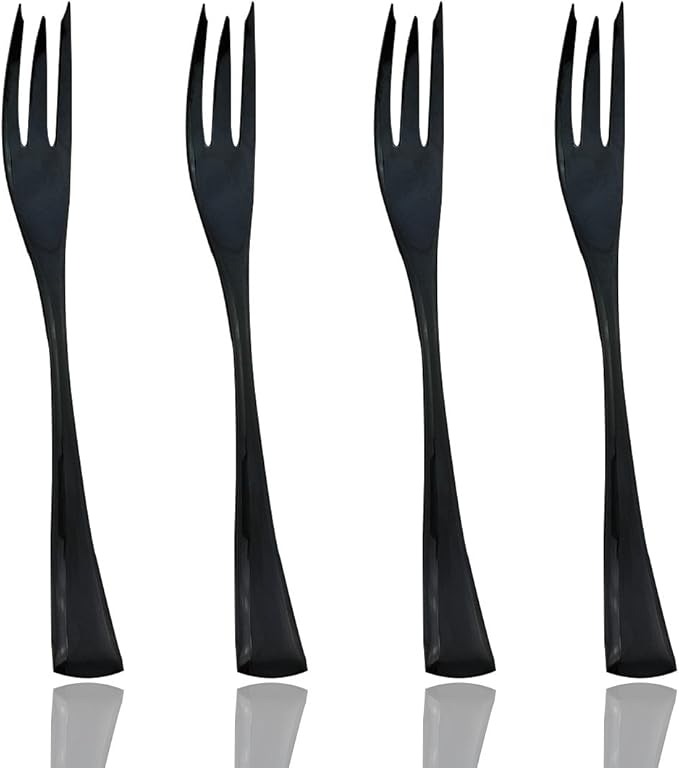 JASHII 18/10 Stainless Steel 4 Piece Mirror Polished Black Fish Fork Black Server Utensil Set - Bloomnest