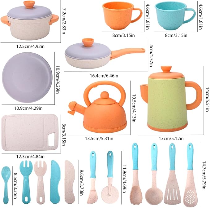 Qizebaby Play Kitchen Accessories, Pretend Play Kids Kitchen Playset Toys with Cookware Pots and Pans, Cooking Utensils, Afternoon Tea Toy Play Sets, Toys Gift for 3 4 5 Years Old Toddlers Girls Boys