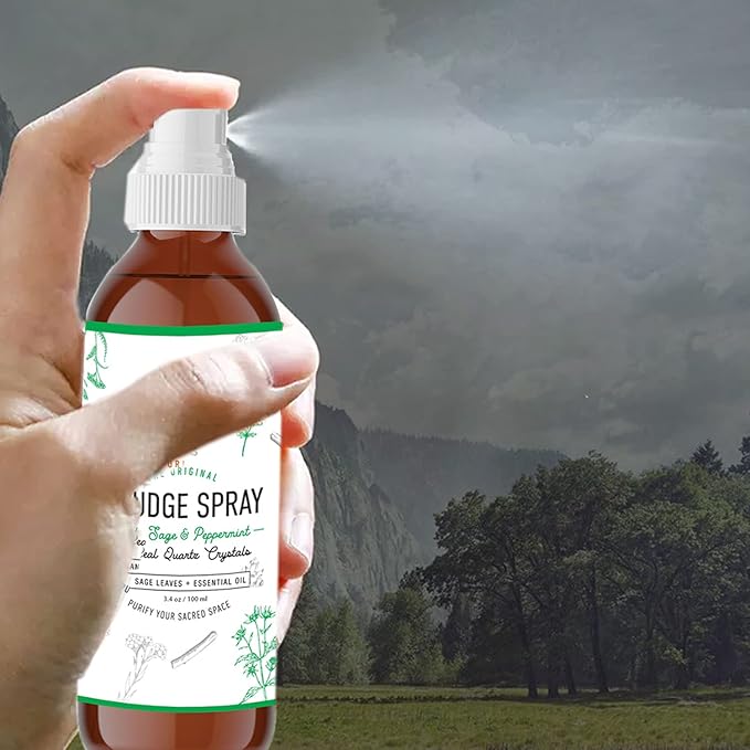 Soul Sticks Smudge Spray for Cleansing Negative Energy and Purifying Home | Made with White Sage and Quartz Crystals | 3.5 oz. Bottle (White Sage & Peppermint) SoulSticks
