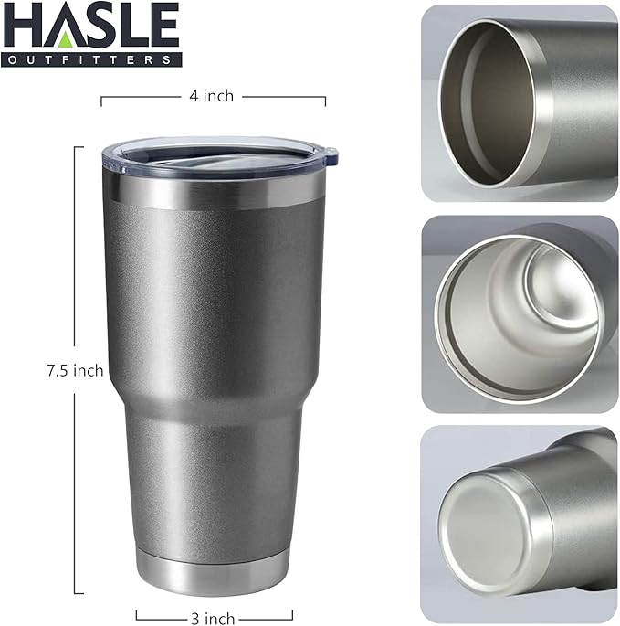 HASLE OUTFITTERS 30oz Stainless Steel Tumbler, Double Wall Vacuum Insulated Travel Mug Tumbler, Durable Insulated Coffee Mug, Gift Box Set (Grey, 4) - Bloomnest