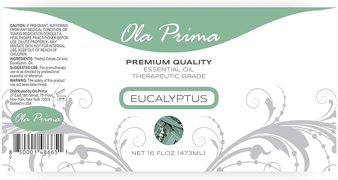 Ola Prima Eucalyptus Essential Oil 16oz Bulk – Therapeutic Grade for Aromatherapy, Diffuser, Stress Ease & Cleaning - Essential Oils - Bloomnest