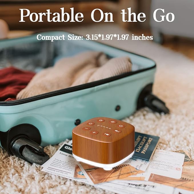Meditation White Noise Machine Sound Machine 30 Soothing Sounds 12 Night Light 5 Auto-Off Timer Portable Sleep Machine for Travel Powered by AC or USB Sleep Therapy for Baby Kids Adults (Wood Grain) - Bloomnest