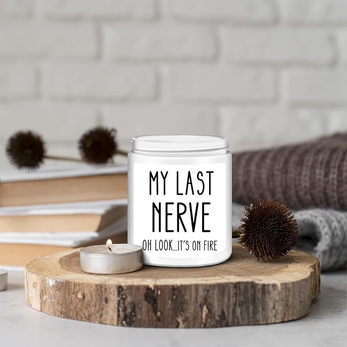 Homsolver Birthday Gifts for Women, Funny Friendship Gift for Friend - My Last Nerve Lavender Candle - Unique Best Friend Birthday Gifts for Women, Her, Mom, BFF, Sister - Bloomnest