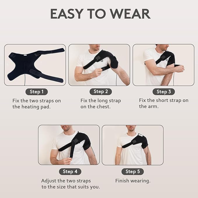 UTK Far Infrared Shoulder Heating Pad, Hot to 159℉, Gift for Men, Heating Pads for Rotator Cuff Pain Relief, 24 Timers, Auto-Off, 24 Natural Jade, 27-52" Adjustable Size Shoulder Wrap - Bloomnest