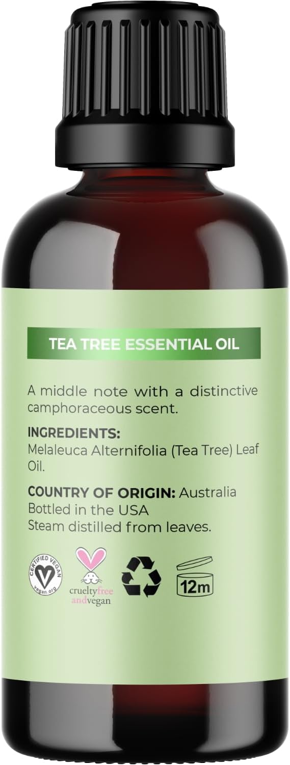 Pure Tea Tree Oil for Hair Skin and Nails - 100% Pure Undiluted Tea Tree Essential Oil with Dropper for Topical Uses Aromatherapy Diffusing and Home and Beauty DIYs - Vegan and Cruelty Free (1 Fl Oz) - Bloomnest