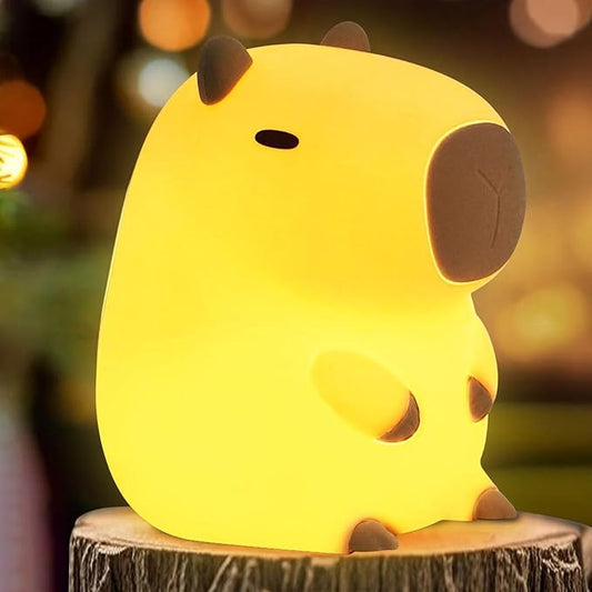 Cute Capybara Night Light, LED Squishy Novelty Animal Night Lamp,2 Levels Dimmable/Timer Nursery Nightlight for Kids, Rechargeable Touch Bedside Lamp, Bedroom/Dorm Decor, Baby Boys Girls Gifts - Bloomnest