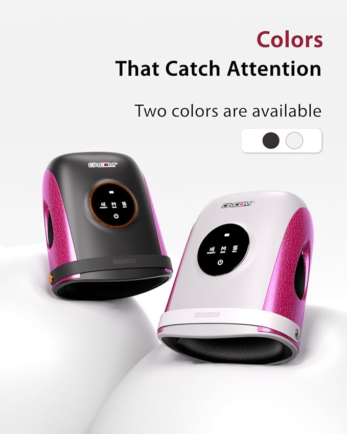 CINCOM Hand Massager with Heat and Compression, Finger and Palm Massage Machine for Pain Relief, Arthritis and Improved Circulation, Gifts for Women, Cordless and Rechargeable (White)