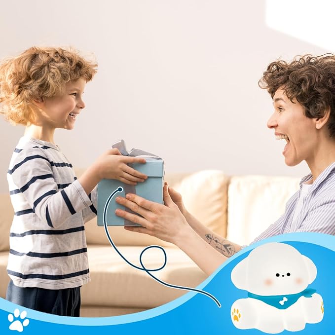 Squishy Nursery Puppy Night Light, Cute Silicone Light for Toddlers, Rechargerable Dimmable Soft Touch Bedtime Baby Night Light, Portable and Safe for Newborns - Bloomnest