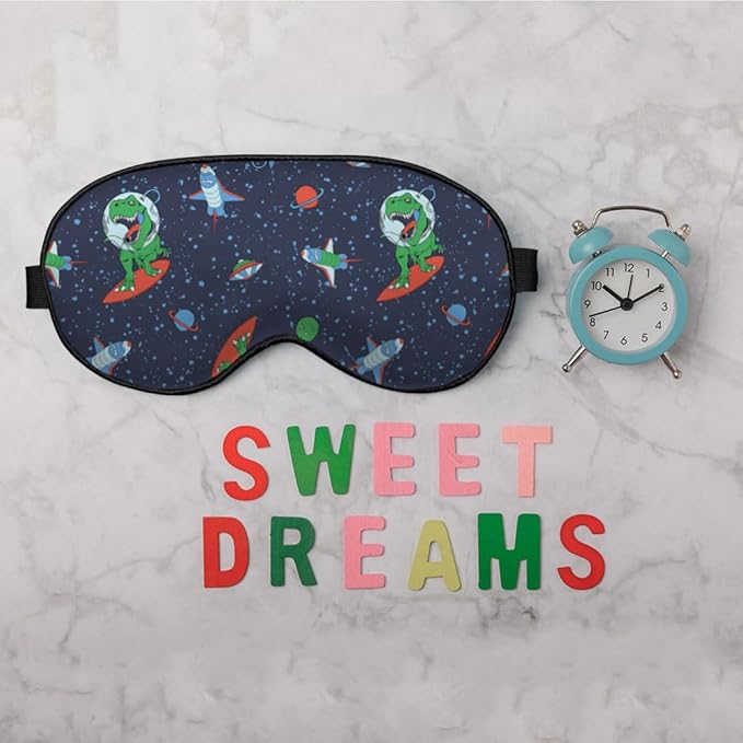 Astronaut Dinosaur Sleep Eye Mask Eye Cover Rex Tyrannosaurus Space Surf Funny Animal Silk Eye Mask for Sleeping with Adjustable Strap for Travel Nap Shift Work Office - Bloomnest